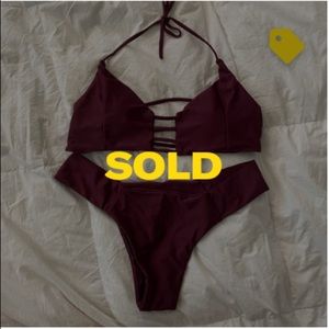 BRAND NEW Maroon Cage Back Bikini Set